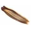 ブラジルのミックス色の人間の髪のバンドル閉鎖ストレートストレート100未処理の人間のレミーヘア4x4ヘアクロージャー828インチ9017734