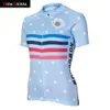 2019 여성 사이클링 저지 블루 소녀 자전거 자전거 착용 옷을 입고 사랑스러운 maillot ciclismo 간단한 꽃 패턴 아름다운 선물 럭키 FAS1374342