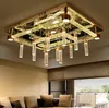 Luxury living room crystal Chandeliers lamp round rectangle LED Ceiling Lights personality originality modern dining room LLFA