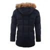 남성 겨울 따뜻한 재킷 망 파카 바 겉옷 모피 칼라 캐주얼 긴 코튼 남성 후드 코트 방풍 면화 다운 재킷