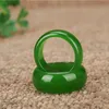 Женщина HXC Natural Green Hetian Jade Ring китайский Jaditite Amulet Fashion Charm Jewelry Jewelry