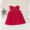 Kids Designer Roupas Meninas Verão Sem Mangas Vestidos Menina de Algodão Linho Relógio Renda Collar Petticoat Meninas Princesa Vestidos Padticoat Zyq263