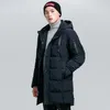 Yüksek Kaliteli Orta Uzun Parkas Erkekler Kış Sıcak Ceket Büyük Boy Akıllı Moda Iş Kış Dış Giyim Kapüşonlu Kalın Uzun Coat 4XL