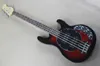 Guitare basse électrique à Circuit actif, 4 cordes, corps noir et rouge, avec matériel chromé, touche en palissandre, offre personnalisée 6874703