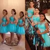 2019 Crystal Country Boho Beach Bridesmaid Dresses Elegant Cheap Wedding Party Guest Jewel Knee Length Junior Bridesmaid Gowns