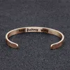 Continuare a scopare Going acciaio inossidabile Bracciale Bangle per donna Uomo personalizzato inciso lettera freccia braccialetto aperto amico gioielli ispirazione