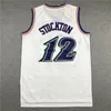 Vente en gros de bonne qualité Vintage 12 # John Stockton Jersey Violet Blanc 1992 US Dream One Team # 11 Karl Malone Donovan Mitchell Shirt Stitched
