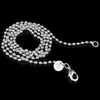 2,4 мм цепь мяча серебро 925 стерлингового серебра 925 женщин ювелирные изделия DIY изготовление модных мужских омаров застежка ожерелья на ожерелье 16-18 20 22 24 дюйма