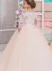 Moda Flower Girl Dresses Princess Soft Tulle White Pink Puffy Lace Girls Pagewant Sukienka Pierwsza Komunion Party Dresses