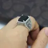 Shunxunze Fashion Engagement Wedding Black Agate 925 Sterling Silver Finger Rings Accesories for Men S-3810 Size 7 8 9 10 248O