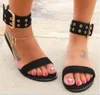 Summer new college wind casual flat open toe student sandals foreign trade large size cross mirror female sandals