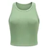 Koszulki midriff bez rękawów Camis Kobiety Knitted Fitness Bildowe Tops Tops 2020 Summer Solid Army Green O-Neck Sarafan G1653