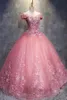 2019 أنيقة الوردي الكرة ثوب فساتين quinceanera مطرز الحلو 16 سنة الدانتيل متابعة حفلة موسيقية مساء ثوب vestidos دي 15 Anos QC1393