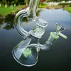 Glow in the Dark Ball Mini Glas Bong Hookahs Slited Donut Perc Olie Rigs Douchhead DAB Rig 14mm Gezamenlijke Groene Purpere Waterleidingen Kom