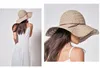 Bowknot été chapeau de soleil pour femmes pliable large large bord élégant chapeau de soleil dames dentelle creux paille plage casquettes 6 couleurs