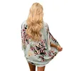 Women Floral Suntan Cardigan Coat Batwing Sleeve Blouse Cover Summer chiffon Beach Cape Bikini Cover-Ups Loose Kimono Beachwear LJJA2479-16