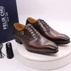 Mannen Lederen Schoenen Snake Skin Prints Heren Business Dress Classic Style Bruin Black Lace-up Puntige Teen Schoenen voor Mannen Oxford Schoenen