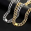 Karopel Iced Out Chains Bling Rhinestone Golden Silver Finish Miami Cuban Link Chain Necklace Women Men Hip Hop Necklace Jewelry f216x