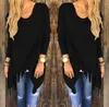 Women Tassel T-shirt Long Sleeve Solid Color Tees Irregular Asymmetrical Tops Clothing Wrap T-shirts Solid Tee LJJA3278-11