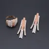 Kvinnliga afrikanska pärlor smycken set kristallguld färgglad halsband örhänge ring armband uttalande tillbehör smyckesuppsättning