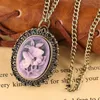 Retro Steampunk Purple Flower Butterfly Pattern Little Small Pocket Watch Necklace Pendant Quartz Watches Birthday Gift for Lady G1930