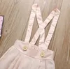 Vêtements pour bébés filles, hauts floraux, pantalons à bretelles, costumes d'été, ensembles de vêtements décontractés, gilet en coton, T-shirts, pantalons à jambes larges, tenue A6096