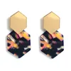 Women's Acrylic Dangle Earrings Girls Geometric Pendant Earring Bohemian Circle Mottled Resin Fashion Jewelry