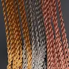 Hip Hop Bredd 3mm 316L Rostfritt stål Rep Chain Halsband Twisted Chain Guld Silver Rose Gold Halsband För Kvinnor Män Smycken Dropshipping