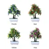 زهور الزهور الزهور أكاليل بونساي شجرة في وعاء مربع الديكور النبات الاصطناعي لمكتب منزل ELS1