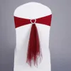 RedwhiteBlue Stretch Lycra Chair Band Heart Buckle With Muslin Sashes for Wedding Party Banket Decoration3914611