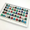 New 30pcs/pack Turquoise band Rings Mens Womens Fashion Jewelry Antique Silver Vintage Natural Stone Ring Party Gifts
