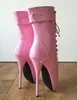 Fashion Boots Women Women Lace Up Ballet Stilettos Saltos de 18 cm saltos altos sapatos rosa mulher travando tênis de balé de tornozelo286r