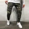 Moomphya 2019 novo bolso camuflado jeans skinny masculino streetwear hip hop com zíper camuflagem jeans masculino elegante calça cargo motociclista