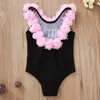 Baby-Badebekleidung Kleinkind-Mädchen-Blumen-Bikini Swimwears Brief Baby Badeanzug Kinder Badeanzug Sommer-Baby Bademode Weiß Schwarz DW5133