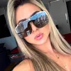 Nuevas gafas de sol sin montura cuadradas de una pieza de gran tamaño para mujer, hombre, piloto, marca unisex, gafas de sol con gradiente superior plano para mujer