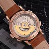 New Rose Gold Case Gig Dage Datograph 403 041 Black Dial White Subdial Hand-winding Automatic Mens Watch Leather Strap Watches Tim248H