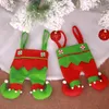 Christmas Candy Bags Fabric xmas Elf Pants Stocking gifts Bag Kids X-mas Party Decorations Ornament red wine bottle cover storage Pocket