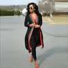 2018 Autumn Sexy 3 Piece Set Women Club Outfits Red and Green Striped Crop Top Women Sets Clothes Plus Size Black Matching Set