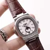 New 5726A-001 Steel Case Gray Texture Dial Big Date Automatic Moon Phase Mens Watch Black Leather Strap 5 Colors Watches Puretime 255W