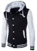 Hommes À Capuche Baseball Veste Hommes 2019 Design De Mode Noir Hommes Slim Fit Varsity Veste Marque Élégant Collège Jacekt Veste Homme