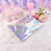 Laser Color Aluminum Foil Self Adhesive Retail Bag Candy Cookies Mylar Foil Packing Pouch for Grocery Crafts Packaging express bag LX2318