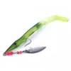 HENGJIA 100PCS Fishing Lures Laser Spinner Spoon Artificial Bait Soft Silicone Shad Jig Head Jigging Baits