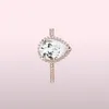 Bröllopsringar 18K Rose Gold Tear Drop Cz Diamond Ring med originalbox för Pandora 925 Silver Set Engagement Smycken Kvinnor Motion Current 23ess