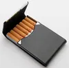 Rökning Tillbehör Cigarettfall 1 PC Cigar Förvaringslåda Rostfritt Stål Multifunktionskort Fodral PU Tobakshållare GB957