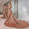 Abendkleider 2019 Rose Sequined Prom Dresses A Line Long Evening Party Vestidos formales
