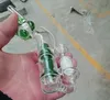 Benzersiz cam bong çift geri dönüşümlü dab teçhizat 14mm eklem cam su bong percolator başlık yeşil yağ teçhizatı pervane baş gueper 2701