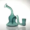 New 4.5 Inch Glass Water Bongs with 14mm Female Dark Green Colorfull Thick Glass Beaker Recycler Cool Bong Accessories