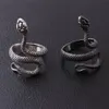 Silver Black Vintage Stainless Steel Gothic Punk Cluster Rings Cobra Snake Open Adjustable Ring Men Fashion Jewelry Gift