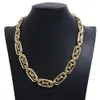 New trendy fashion luxury designer exaggerated geometric big metal circle chain choker statement necklace for women 18k gold plated