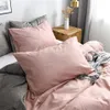 Duvet Cover Sets Pink And Grey AB Side Texture Printed Plain Color Bedding Set Single Solid King Size Comforter Cover Pillowcase302w